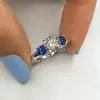 1ct Three-Stone Round Cut White Sapphire Engagement Ring