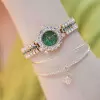 Fashion Classic Diamond and Emerald Watch