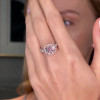 Purplish-pink Sapphire Ring with Square-cut Earrings Studs/2pcs