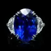 Oval Cut Blue Sapphire Ring & Earrings Jewelry Set