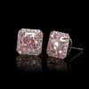 Purplish-pink Sapphire Ring with Square-cut Earrings Studs/2pcs