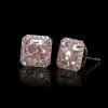 Purplish-pink Sapphire Ring with Square-cut Earrings Studs/2pcs