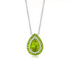 3ct Pear Cut Peridot Vintage Halo Pendant Necklace