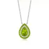 3ct Pear Cut Peridot Vintage Halo Pendant Necklace