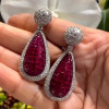 15ctw Vintage Cushion Cut Ruby Invisible Setting Earrings