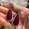 15ctw Vintage Cushion Cut Ruby Invisible Setting Earrings
