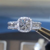 Handmade Halo Cushion Cut Sterling Silver Engagement Ring