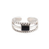 925 Sterling Silver Handmade Stacking Rope Black Sapphire Ring