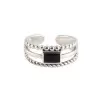 925 Sterling Silver Handmade Stacking Rope Black Sapphire Ring