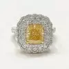 4ct Cushion Cut Yellow Sapphire Halo Cocktail Ring