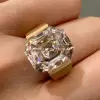 9.5ct Asscher Cut White Sapphire Engagement Ring