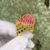 Paved Rainbow Sapphire Heart Cocktail Ring