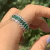 6.25ct Triple Row Oval Cut Green Sapphire Wedding Eternity Band