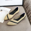 Beige Kint Flat Shoes Ballet Loafers Shoes