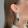 10.4ct Pear Cut Emerald Drop Earrings