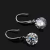 Round Cut Classic Drop Shape CZ Silver Earrings