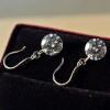 Round Cut Classic Drop Shape CZ Silver Earrings