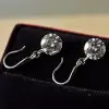 Round Cut Classic Drop Shape CZ Silver Earrings
