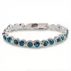 Blue Lab Created Gemstone Alloy Bracelet
