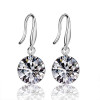 Round Cut Classic Drop Shape CZ Silver Earrings