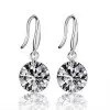Round Cut Classic Drop Shape CZ Silver Earrings