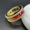 5.1ctw Princess Cut Rainbow Sapphire Eternity Ring