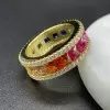 5.1ctw Princess Cut Rainbow Sapphire Eternity Ring