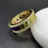 5.1ctw Princess Cut Rainbow Sapphire Eternity Ring
