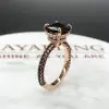 3ct Cushion Cut Black Sapphire Engagement Ring