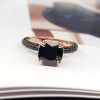 3ct Cushion Cut Black Sapphire Engagement Ring