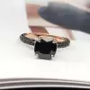 3ct Cushion Cut Black Sapphire Engagement Ring