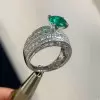 2ct Round Cut Emerald Paved Engagement Ring
