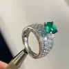 2ct Round Cut Emerald Paved Engagement Ring