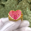 Paved Rainbow Sapphire Heart Cocktail Ring