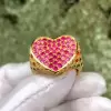 Paved Rainbow Sapphire Heart Cocktail Ring