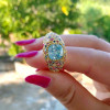 4ct Aquamarine Multi-Color Sapphires Paved Cocktail Ring