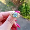 4ct Aquamarine Multi-Color Sapphires Paved Cocktail Ring