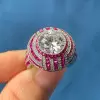 3.8ct Round Cut White Sapphire Art-Deco Ruby Engagement Ring