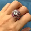3.8ct Round Cut White Sapphire Art-Deco Ruby Engagement Ring