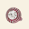 3.8ct Round Cut White Sapphire Art-Deco Ruby Engagement Ring