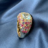 4ct Aquamarine Multi-Color Sapphires Paved Cocktail Ring