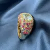 4ct Aquamarine Multi-Color Sapphires Paved Cocktail Ring