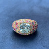 4ct Aquamarine Multi-Color Sapphires Paved Cocktail Ring