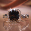 Cushion Cut Brown Sapphire Twist Engagement Ring