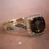 Cushion Cut Brown Sapphire Twist Engagement Ring