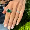 3.8ct Horizontal Emerald Paved Cocktail Ring