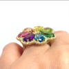 Rainbow Sapphire Flower Cocktail Ring