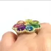 Rainbow Sapphire Flower Cocktail Ring