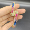 8.5ctw Princess Cut Rainbow Sapphire Bypass Bangle
