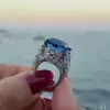 Luxury Aquamarine Blue Cocktail Ring
